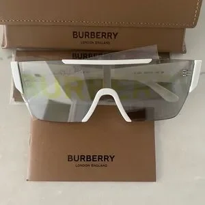 BURBERRY SHIELDS WITH SILVER & GOLD BURBERRY WRITTEN ON MIRROR LENSES SUNNIES Burberry | Accessories | Burberry Shields With Silver Gold  main image 3